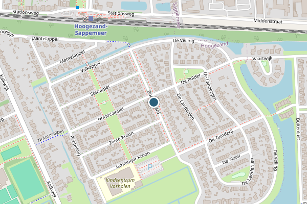 Politie-melding op Boomgaard, Hoogezand op 23 april, kaart-overzicht