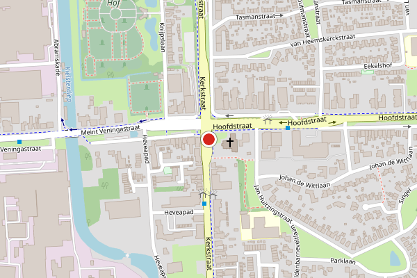 Brandweer-melding op Kerkstraat, Hoogezand op 21 april, kaart-overzicht
