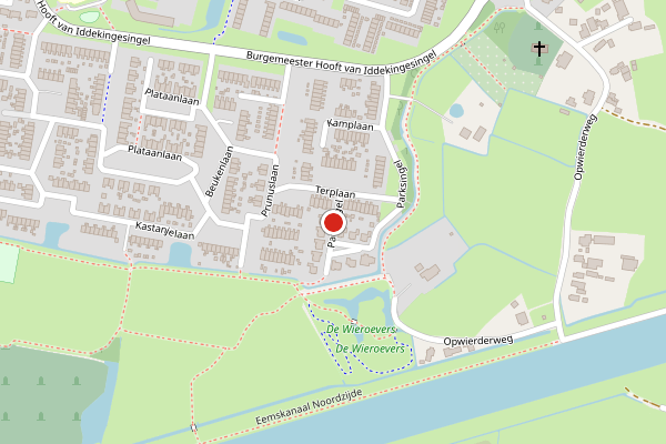 Brandweer-melding op Parksingel, Appingedam op 28 april, kaart-overzicht