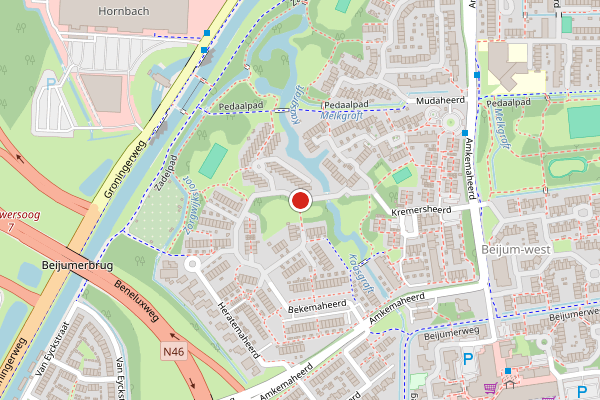 Brandweer-melding op Bekemaheerd, Groningen op 2 juni, kaart-overzicht