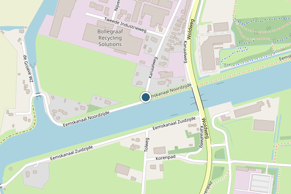 Politie-melding op Eemskanaal N.Z., Delfzijl op 6 juni, kaart-overzicht