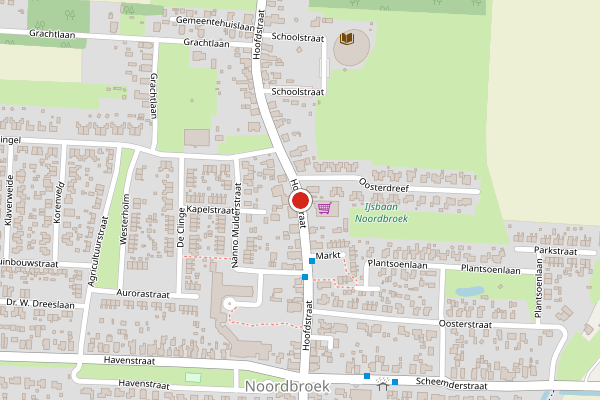 Brandweer-melding op Hoofdstraat, Noordbroek op 9 juni, kaart-overzicht