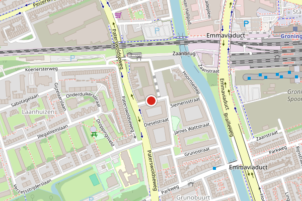 Brandweer-melding op Stephensonstraat, Groningen op 15 juni, kaart-overzicht