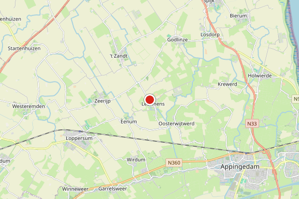 Brandweer-melding op Pruimlaan, Wirdum GR op 15 juni, kaart-overzicht
