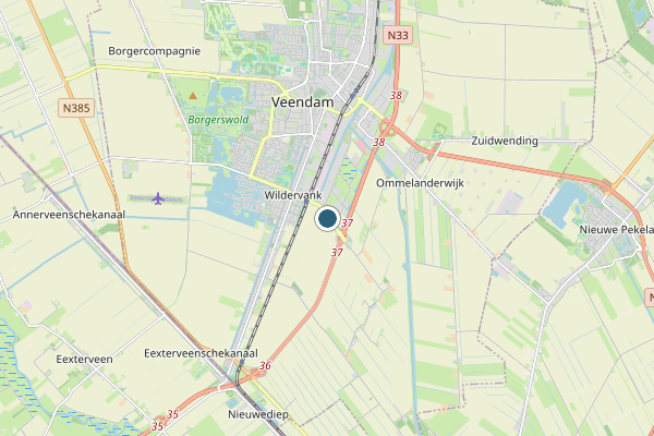 Politie-melding op Veendam op 16 juni, kaart-overzicht