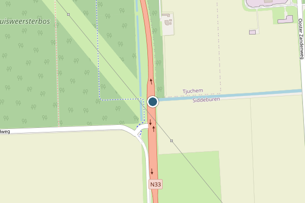 Politie-melding op N33 Li, Siddeburen op 17 juni, kaart-overzicht