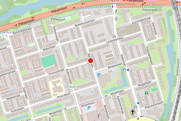 Brandweer-melding op Berkenlaan, Groningen op 17 juni, kaart-overzicht