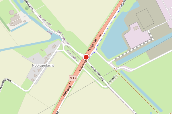 Brandweer-melding op Oostpolderweg, Eemshaven op 17 juni, kaart-overzicht