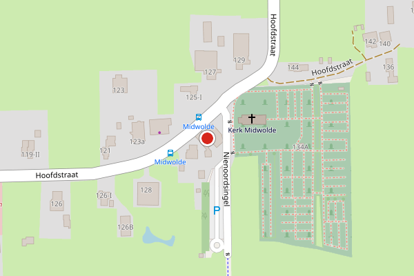 Brandweer-melding op Hoofdstraat, Midwolde op 18 juni, kaart-overzicht