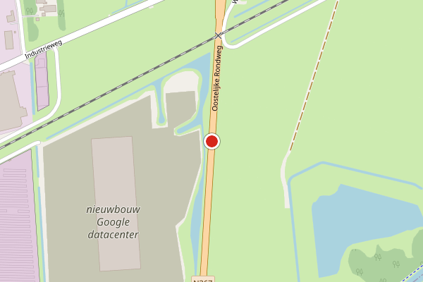Brandweer-melding op Oostelijke Rondweg, Winschoten op 20 juni, kaart-overzicht