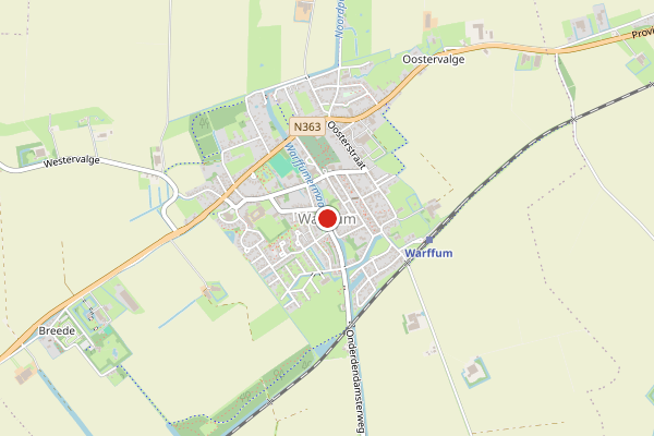 Brandweer-melding op Warffum op 19 juni, kaart-overzicht