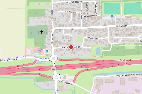 Brandweer-melding op H.E. Buurmasingel, Zuidbroek op 20 juni, kaart-overzicht