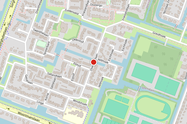 Brandweer-melding op Overijssellaan, Veendam op 20 juni, kaart-overzicht
