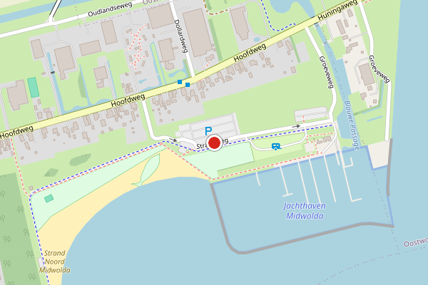 Brandweer-melding op Strandweg, Midwolda op 23 juni, kaart-overzicht