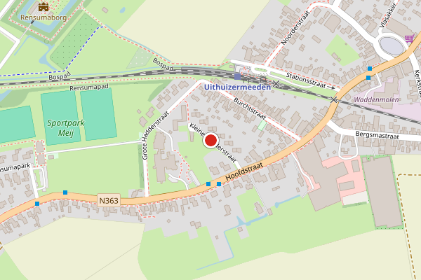 Brandweer-melding op Kleine Hadderstraat, Uithuizermeeden op 23 juni, kaart-overzicht