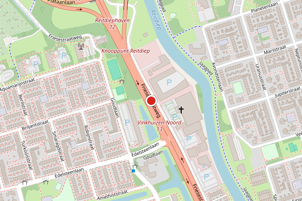 Brandweer-melding op Friesestraatweg, Groningen op 25 juni, kaart-overzicht