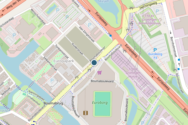 Politie-melding op Boumaboulevard, Groningen op 25 juni, kaart-overzicht