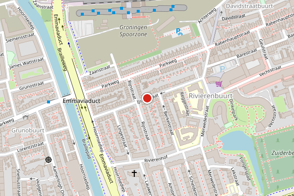 Brandweer-melding op IJsselstraat, Groningen op 25 juni, kaart-overzicht