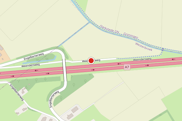 Brandweer-melding op Weendersweg, Westerbroek op 26 juni, kaart-overzicht