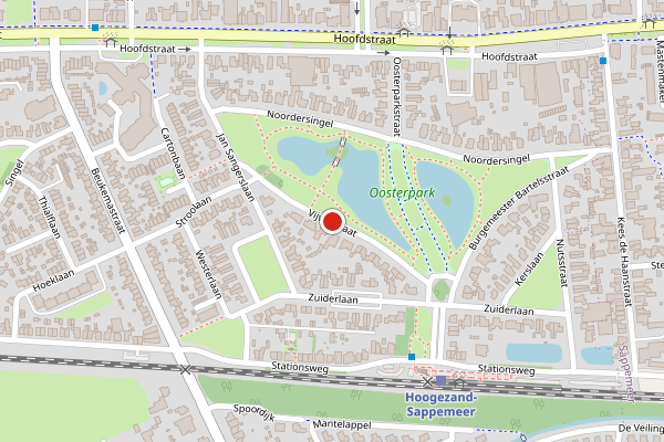 Brandweer-melding op Vijverstraat, Hoogezand op 27 juni, kaart-overzicht