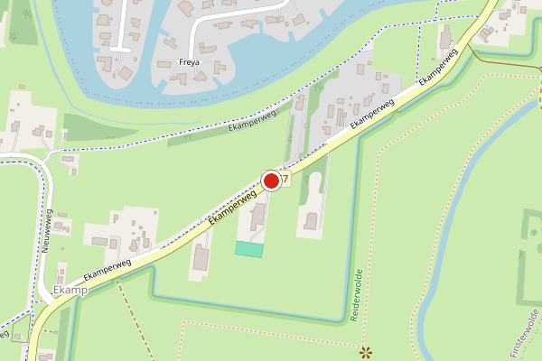 Brandweer-melding op Ekamperweg, Finsterwolde op 27 juni, kaart-overzicht