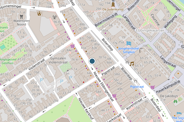Politie-melding op Nieuwe Ebbingestraat, Groningen op 27 juni, kaart-overzicht