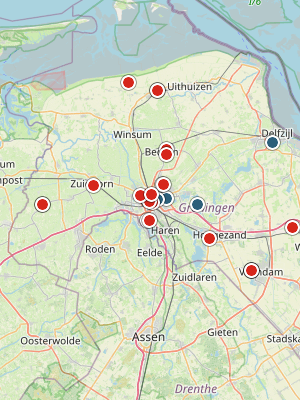 Kaart laatste meldingen P2000 Groningen